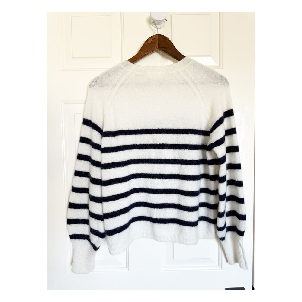 Sezane Louise Wool Mohair Striped Jumper Sweater Navy White Small - Picture 4 of 7
